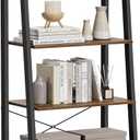 VASAGLE Ladder Shelf, 4-Tier Bookshelf, Storage Rack, Bookcase with Steel Frame, for Living Room, Home Office, Kitchen, Bedroom, Industrial Style, Rustic Brown and Ink Black ULLS44X