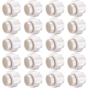 3/4" PVC Union Coupling Pipe Fitting (Socket x Socket), 20 Pack Heavy Duty for DIY Creations, Schedule 40 Adapter