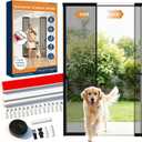 Magnetic Screen Door with Sliding Track, Fits 30'' x 80'' Door, Classic Center-Opening, Scratch-Proof Polyester Mesh, Retractable to Both Sides, Hands-Free Entry with Maximizes Usable Space, Black