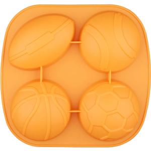 Giant Size Sports Balls Silicone Ice Cube Mold Athlete Basket Ball Rugby Tennis Soccer Football Chocolate Candy Jello Shot Mold Mini Cake Cupcake Baking Pan