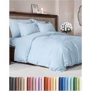 Duvet Cover Full Size Set - Extra Soft Full Duvet Cover 80" x 90" with 2 Pillow Shams - Hotel Luxury, Easy Care & Fade Free w/ Zipper Closures & Ties - All Season, Comfy and Breathable (Light Blue) (20 - Baby Blue (No Comforter))
