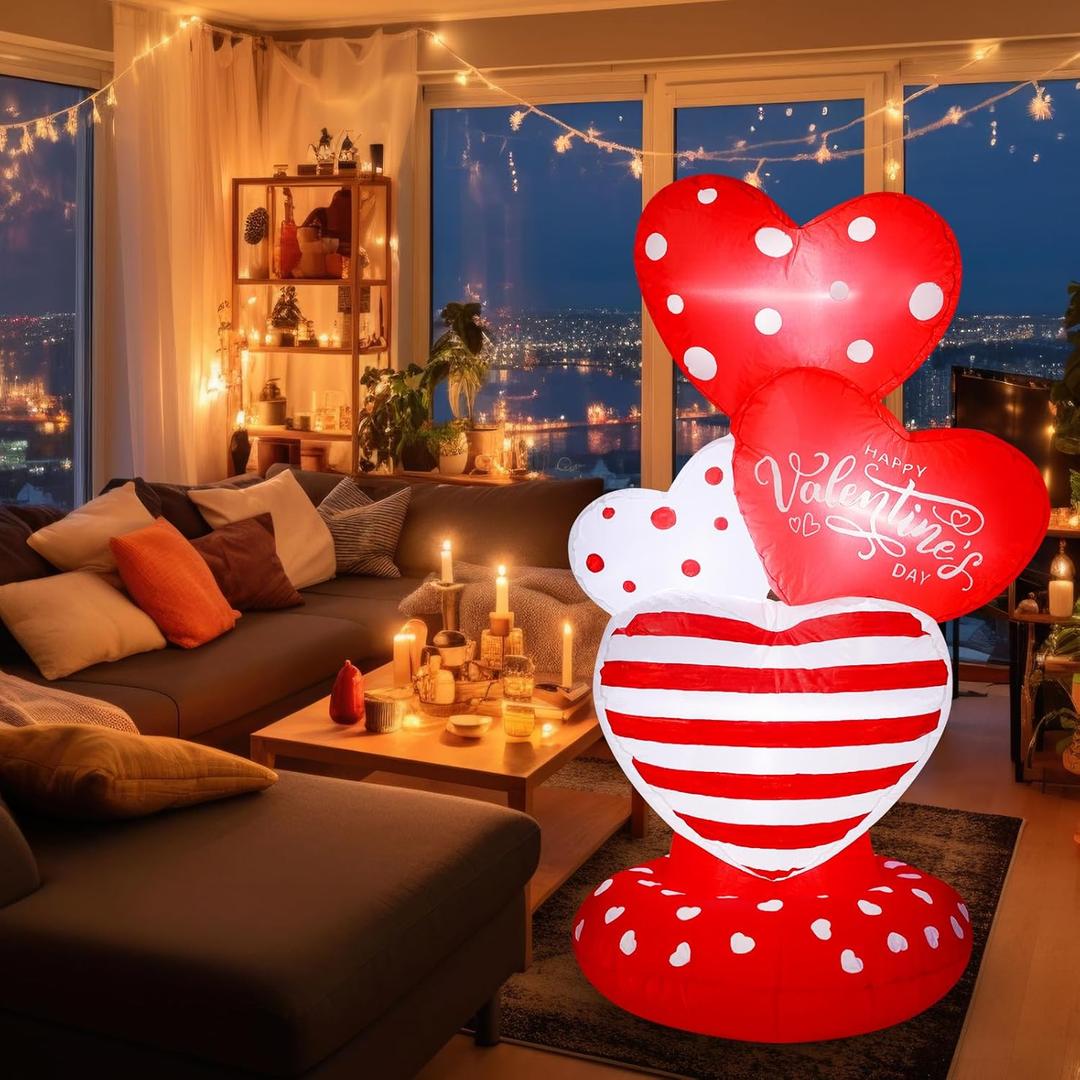 Syhood 4.3 ft Valentines Day Inflatable with Love Heart Outdoor Holiday Yard Decorations with LED Lights Valentine Decorations Outdoor for Home Wedding Romantic Anniversary Party Garden Lawn Patio