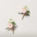Ling's moment Boutonniere for Men, 2pcs Groom Groomsmen Guest Boutonniere, Artificial Flowers for Wedding/Prom/Homecoming, etc. Blush Cream