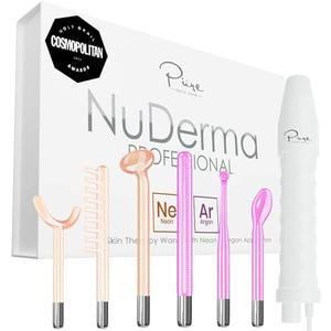 NuDerma Professional Skin Therapy Green Wand - Portable Skin Therapy Machine with 6 Neon & Argon Wands – Boost Your Skin – Clear Firm & Tighten