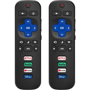 (Pack of 2) Replacement Remote Control Only for Roku TV, Compatible for TCL Roku/Hisense Roku/Onn Roku/Sharp Roku/Element Roku/Westinghouse Roku/Philips Roku Smart TVs (Not for Roku Stick and Box)