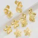 Gold Flower Statement Earrings for Women, 14K Gold Plated Large Irregular Leaf Floral, Big Chunky Dangle Earrings Set