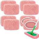 8 Pack Reusable Mop Pads Compatible with Swiffer Sweeper, Microfiber Chenille Washable Swiffer Mop Pads, Dry & Wet Sweeping Mopping Cloths (Pink)