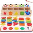 Montessori for Toddlers, Magnetic Color Shape Sorting Matching Box,Early Learning Toys,Wooden Educational Toy, Fine Motor Skills Toys for Boys Girls (Blue)