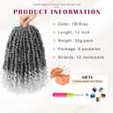 Passion Twist Crochet Hair,Pretwisted Crochet Hair 12 Inch Passion Twist Hair,Passion Twist Crochet Hair 8 Packs Pretwisted Passion Twist Hair,Short Pre Looped Crochet Hair for Black Women(1B/gray)