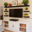 Floating Shelves Bathroom for Wall, Bathroom Shelves Over Toilet, Wall Shelves & Book Shelf, Hanging Shelf, Modern Wooden Wall-Mounted Small Floating Shelves, 12x7x1.5 in (Black, Set of 2)