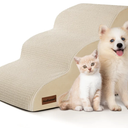 3-Step Dog Ramp and Stairs for Sofa and Chair - Non-Slip Sturdy Pet Steps for Small Dogs and Cats,15.7" H,Beige