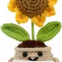 Tiny Detalles Birthday Gifts for Women - Mini Positive Crochet Sunflower, Gifts for Mom from Daughter Son on Mothers Day, Thank You Gifts for Teacher, Coworker, Friends and Sunflower Decor