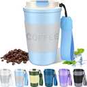 YUTGSMPO Insulated Coffee Mug 12oz, Leakproof Coffee Cup with Lid and Carrying Handle, Thermal Coffee Tumbler Stainless Steel Reusable Coffee Mug Keep Cold and Hot Gift for Men Women