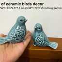 Pair of Ceramic Bird Figurines, Small Bird Statues Tea Coffee Pet Home Office Decor for Windows Shelves Entryway TV Stand (Blue)