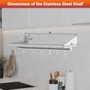 Skyflame 12" x 36" Stainless Steel Shelf Wall Mounted, Wall Shelf Rack with 6 Hooks for for Kitchen, Bathroom and Living Room Storage Hanging