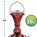 Glass Hummingbird Feeders Red Wild Bird Nectar Feeder for Outdoors Hanging Leak Proof 20 Ounces with 5 Feeding Ports, Decor Backyard