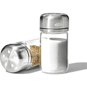 OXO Good Grips Glass Adjustable Salt & Pepper Shaker Set, 3.5 oz Each, Clear