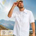Men's Sun Protection Fishing Shirt with Zipper Pockets Long Sleeve UPF 50+ UV Cooling Shirts for Men Hiking Travel (White, XXXL)