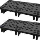 2 Pcs Plastic Pallets, Lightweight Waterproof Plastic Floor Pallet for Basement Storage, Nestable Interlocking Storage Pad with Breathable Grids for Garage Kitchen Supermarket Warehouse (Black)