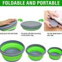 Collapsible Bowls, 3pcs Food Grade Silicone Camping Bowl Salad Bowl with lids, Portable Expandable Lunch Box Food Storage Container for Camping Travel and Picnic,Green