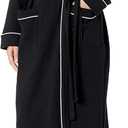 Amazon Essentials Women's Lightweight Waffle Full-Length Robe (Large, Black)