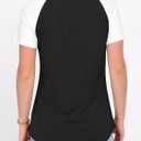 ANRABESS Womens Tops Short Sleeve Henley Shirts Summer V Neck Color Block Tunic T Shirts Casual Blouses Work Trendy Clothes (M)