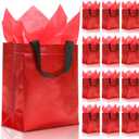 KeerxunBag 12pcs Reusable Gift BagsIncludes Tissue Paper Gift bag with handle Birthdays Parties Holidays Weddings Medium 10x4x8in red Gift Bags