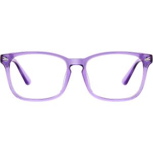 TIJN Blue Light Blocking Glasses for Women Men Clear Frame Square Nerd Eyeglasses Anti Blue Ray Computer Screen Glasses (Purple)