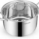 Stainless Steel Stock Pot - 8 Quart, Soup Pot Induction Compatible, Cooking Pot with Riveted Handle, Oven & Dishwasher Safe