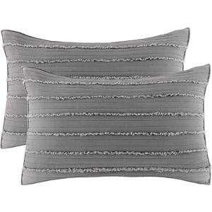 BOSOWOS King Size Pillow Shams Set of 2, Ultra Soft Breathable 20 x 36 Inches Pillow Case Envelope Closure, Microfiber Farmhouse Bed Pillowcases for Easy Care, Grey
