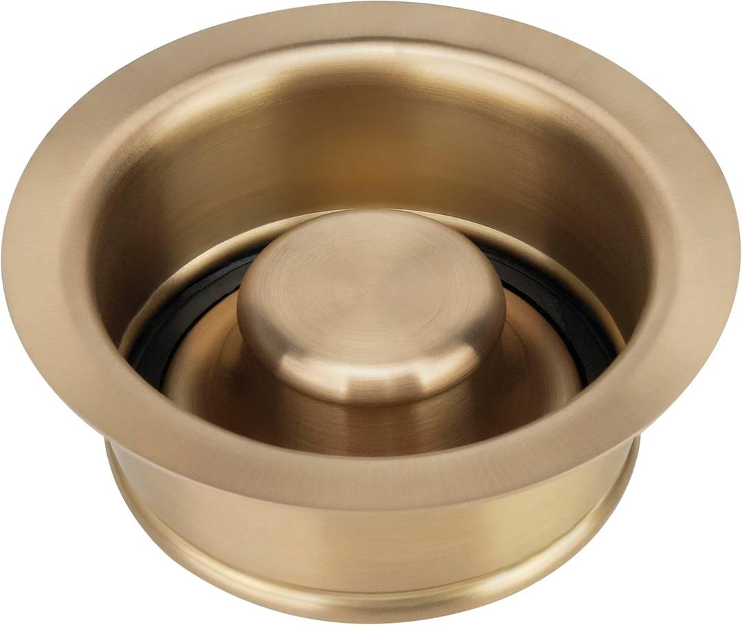 Champagne Bronze Sink Garbage Disposal Flange and Stopper for Kitchen - Fit 3.5" Standard Sink - 304 Stainless Steel Champagne Brushed Gold Brass - Compatible with Delta Faucet