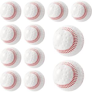 Baseballs 12 Pack Dimpled Baseballs, 9-Inch Pitching Machine Balls for Hand-Eye Coordination, Hitting and Fielding Practice, White Red