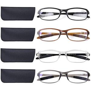 DOOViC 4 Pack Reading Glasses for Women Men Blue Light Blocking Reading Glasses TR90 Flexible Lightweight Readers 4.0