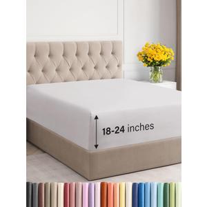 Extra Deep Twin XL Fitted Sheet - Hotel Luxury Single Fitted Sheet Only - Easily Fits 18 inch to 24 inch Mattress - Ultra Soft, Wrinkle Free with Extra Deep Pockets - Breathable & Comfy - French Grey