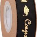 40 Yards Graduation Ribbon Congrats Grad 5/8 Inch Black and Gold Grosgrain Ribbon Use for Gift Wrapping,Graduation Party Decoration (40 Yards Black)