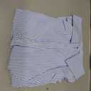 SUNNOW Women's Casual Striped Cropped Ruched Long Sleeve Shirt (Large, Blue)