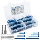 200Pcs Concrete Screws with Drill Bit and Driver bit, 3/16" 1/4" Hex Head Concrete Cement Screws Assortment Kit for Anchoring to Masonry, Block or Brick Stucco, Length 1-1/4" to 2-3/4"