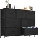 NEWBULIG 7 Drawer Fabric Storage Dresser with Robust Steel Frame and Premium Wood Top Spacious Modular Storage System for Bedroom Closet Living Room and Apartment Organization,Black (11.8"D x 39.5"W x 30.3"H (7 Drawers))