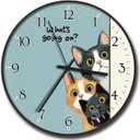 8 inch Plastic Wall Clock Battery Operated, Decorative Round Wall Clock, Quiet Wall Clock, Cat Pattern (2269-three Cat)