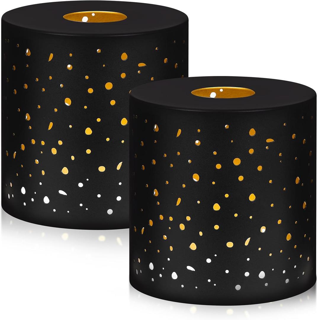 2 Pack Small Metal Lamp Shades, Cylinder Metal Lamp Shade with 1-5/8" Fitter, Lampshade Replacement for Lighting Fixture, Chandelier, Table Lamps, Wall Lamp, Floor Lamp, Diameter 4.75 in Height 5 in (Bronze Black)