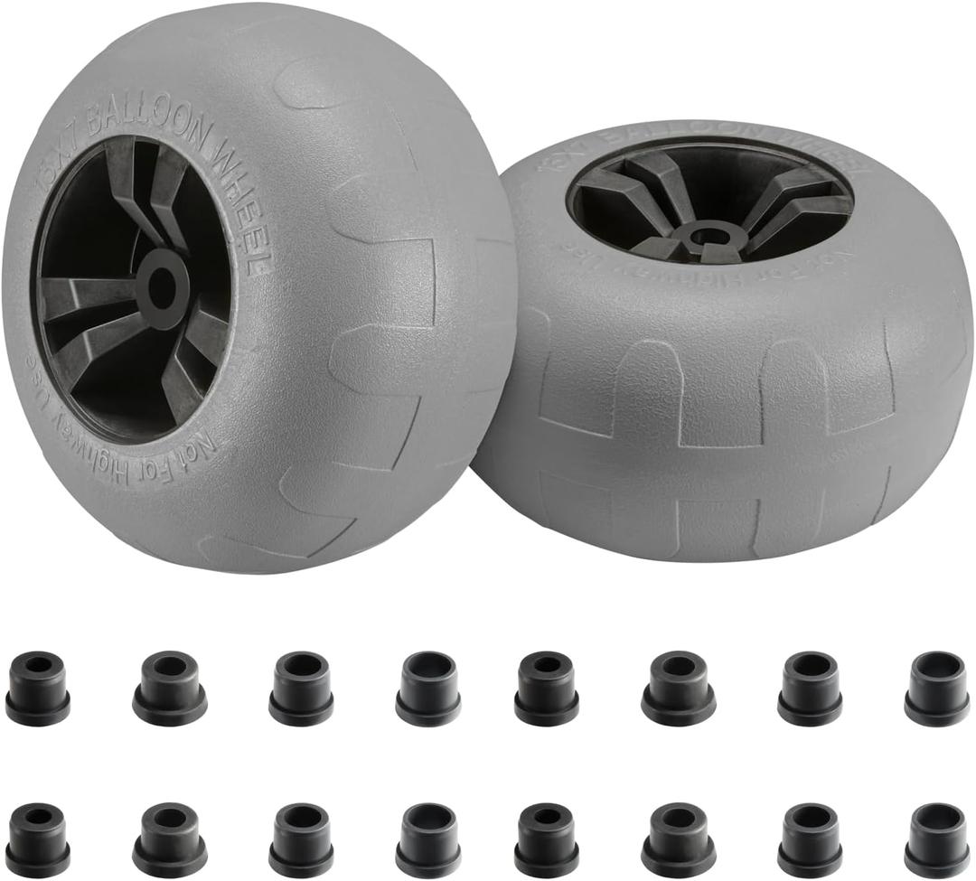 Beach Balloon Wheels, 13" Flat-Free Solid PU Beach Cart Tires Replacement Big Sand Wheels for Beach Buggy, Kayak Trolley, Canoe Cart, Rolling Walker, Garden Cart, Wheelchair & Buggy, 2-Pack