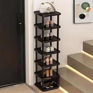 Vertical Shoe Rack - Tall Narrow Shoe Rack Organizer for Small Spaces,7 Tier Bamboo Shoen Shelf for Entryway,Closet,Corner,Doorway,Skinny Shoe Shelf Space Saving Shoe Storage,Free Stackable DIY