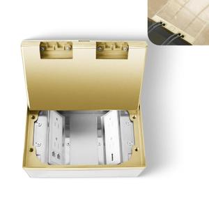 KYHSHJ Recessed Flat Hidden Socket Kit with 4 * 15A Receptacle+1 * 5V 1.5A USB Charging Ports+2-Port RJ45 Datacom Receptacle.Corrosive Resistant Hardware,Brass (Hidden two-row ground insert)