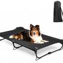 CANINE CANYON Folding Raised Dog Cot, Large Outdoor Elevated Dog Bed, Cooling Chew Proof Pet Cots Bed, Portable, Heavy Duty Up to 160 lbs, Pet Cot for Camping, Home, Black, 43"x27"x7"