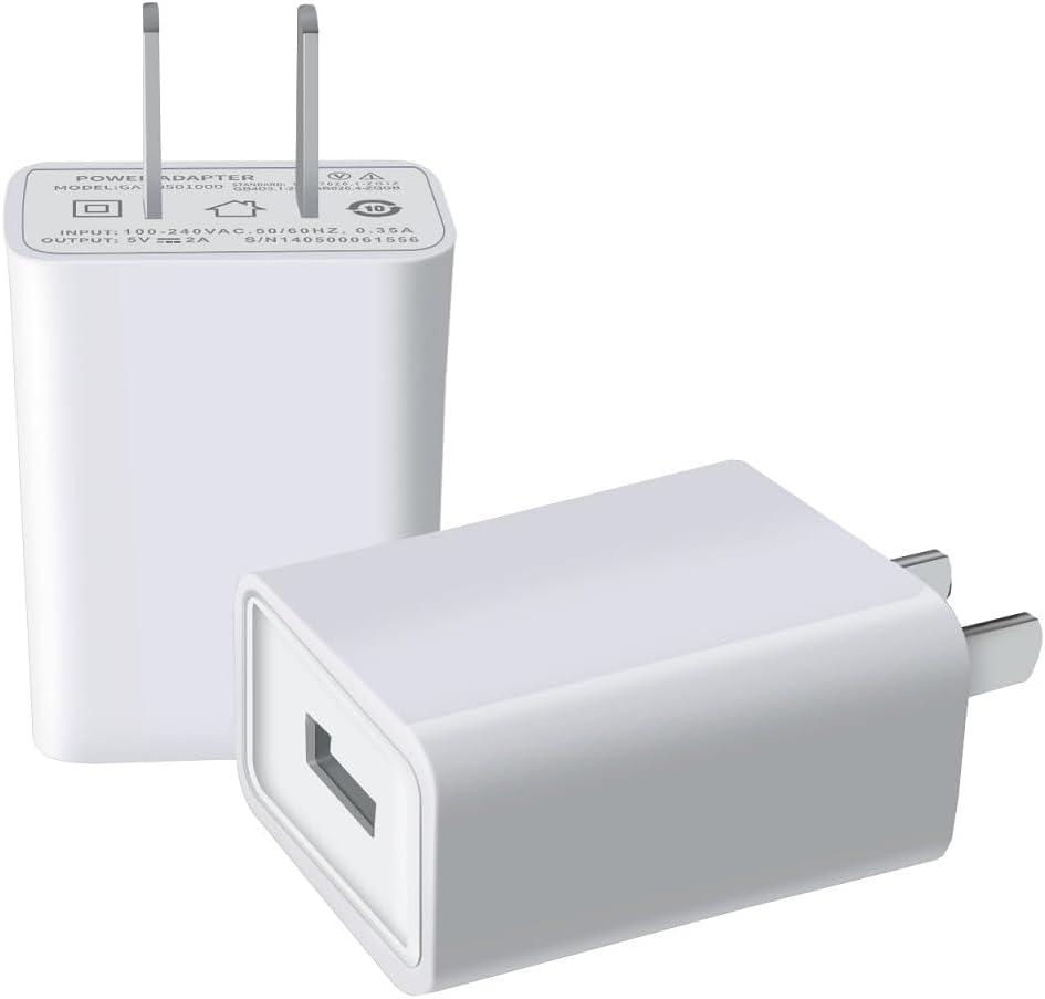 USB Wall Charger FOBSUNLAND . USB Wall Plug 5V 2A AC Power Adapter Compatible with iPhone,Pad,Samsung,Tablet,Kindle and More (White 2pack)