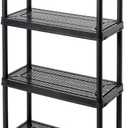 Gracious Living 4 Shelf Fixed Height Ventilated Medium Duty Storage Unit 14 x 32 x 54.5" Organizer System for Home, Garage, Basement, & Laundry, Black