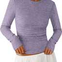 PRETTYGARDEN Womens Long Sleeve Shirts 2026 Ribbed Knit Slim Fitted Basic Tee Casual Going Out Tops Underscrubs Fall Clothing (Purple,X-Large)