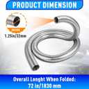 Exhaust Flex Pipe (1.25'' x 72.00''), Universal Stainless Exhaust Hose for Automotive, Generator and Industrial Equipment