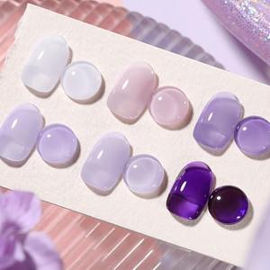 Born Pretty Jelly Purple Gel Nail Polish 6 Colors Purple Violets Colors Gel Polish Kit Soak Off Nail Polish Kit Collection Nail Art Gel Manicure Set DIY at Home Salon Gifts