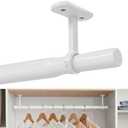 Closet Rods for Hanging Clothes Ceiling or Wall Mounted, 17–48 Inch Closet Rod Heavy-Duty Stepless Telescopic Clothes Hanging Rod for Closet Kitchen Laundry Room Living Room Balcony (White)